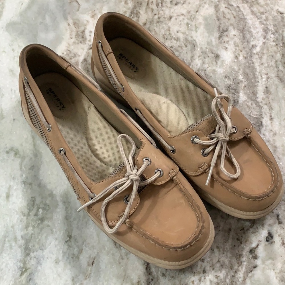 Sperry Top Sider 9.5 light brown leather boat shoe